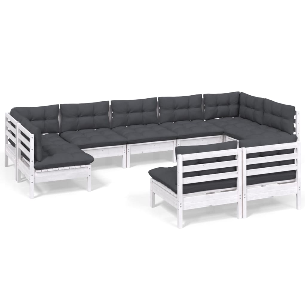 Loungegrupp Med Dynor 9 Delar Massiv Furu