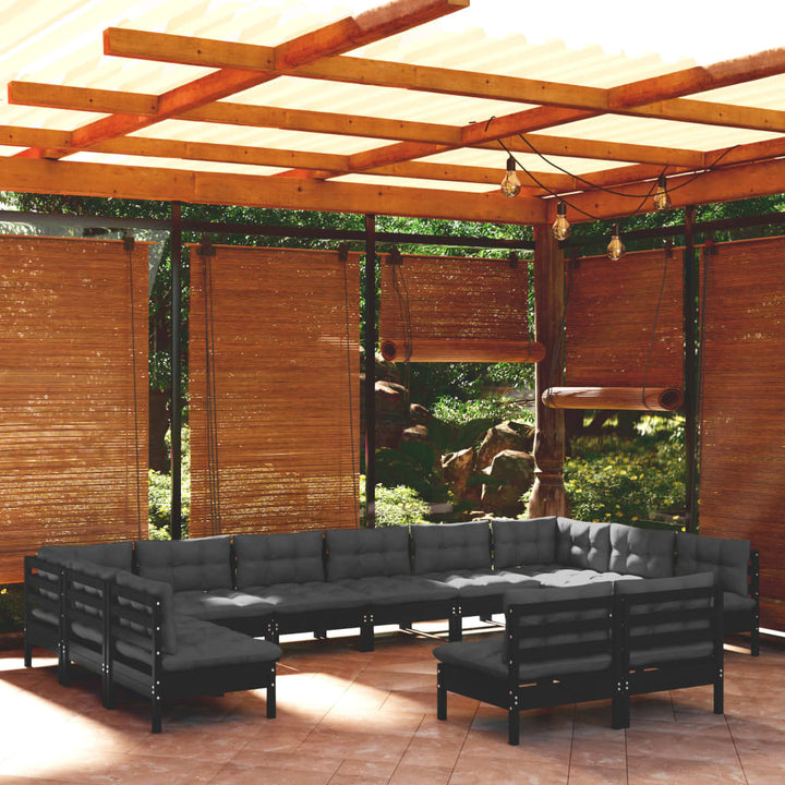 Loungegrupp Med Dynor 12 Delar Massiv Furu