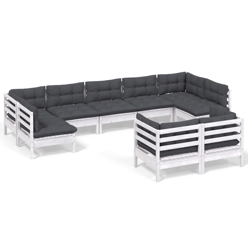 Loungegrupp Med Dynor 9 Delar Massiv Furu