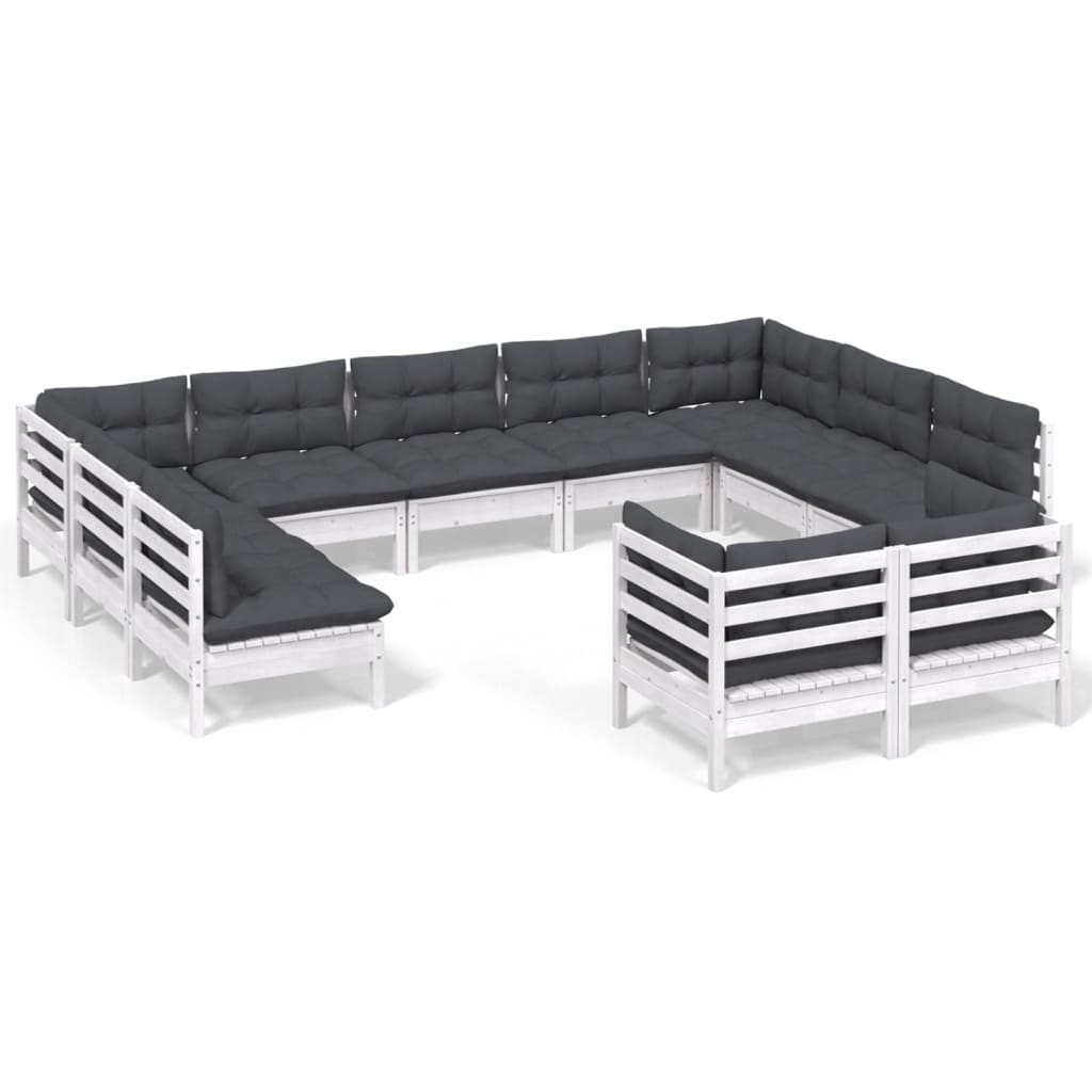 Loungegrupp Med Dynor 11 Delar Massiv Furu