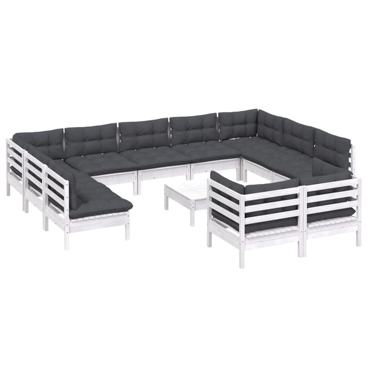 Loungegrupp Med Dynor 12 Delar Massiv Furu