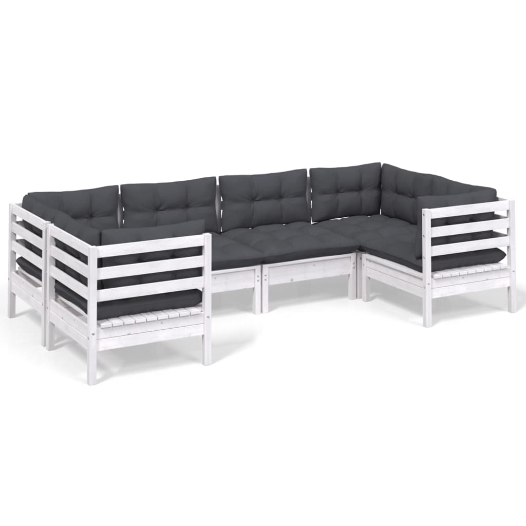 Loungegrupp Med Dynor 6 Delar Massiv Furu