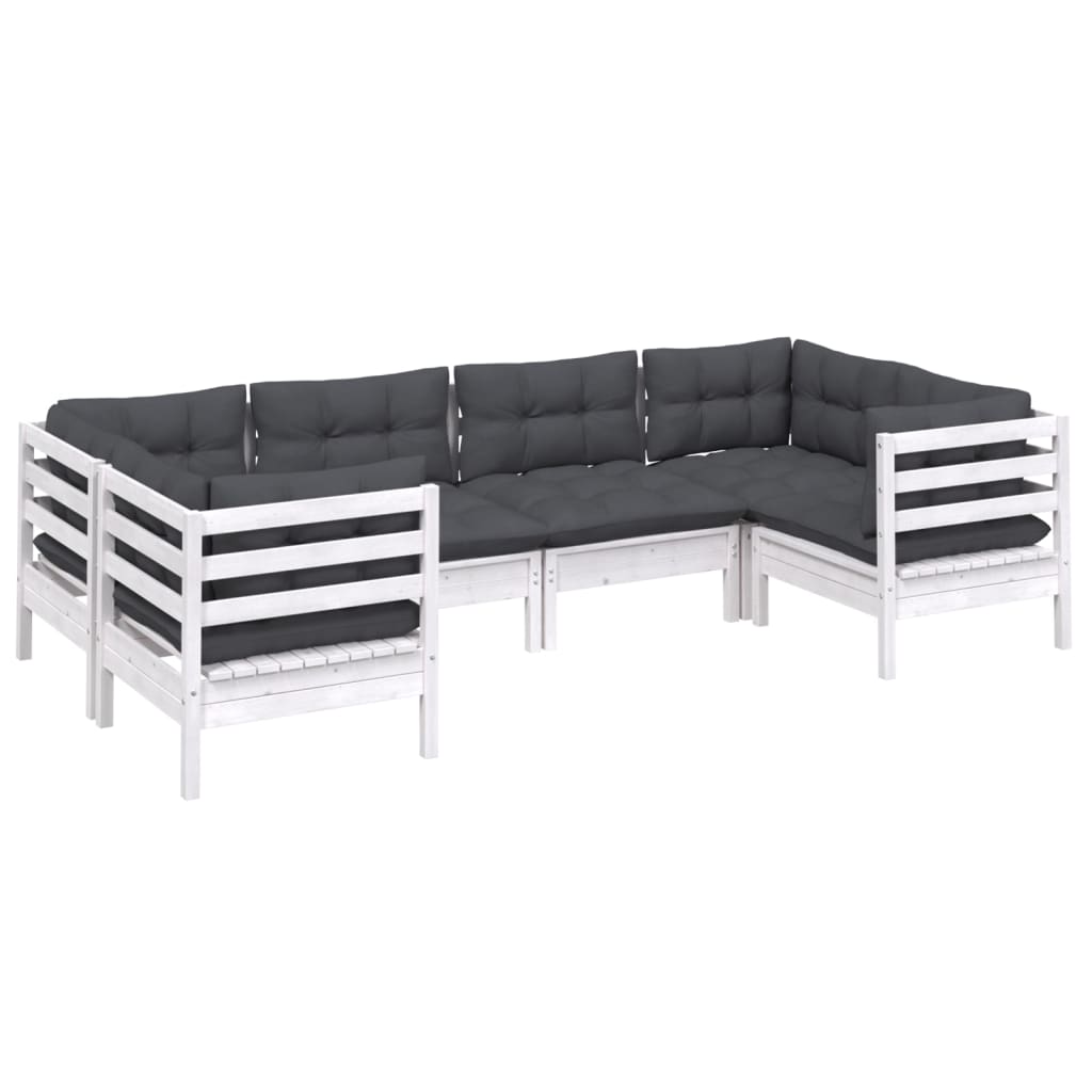 Loungegrupp Med Dynor 6 Delar Massiv Furu