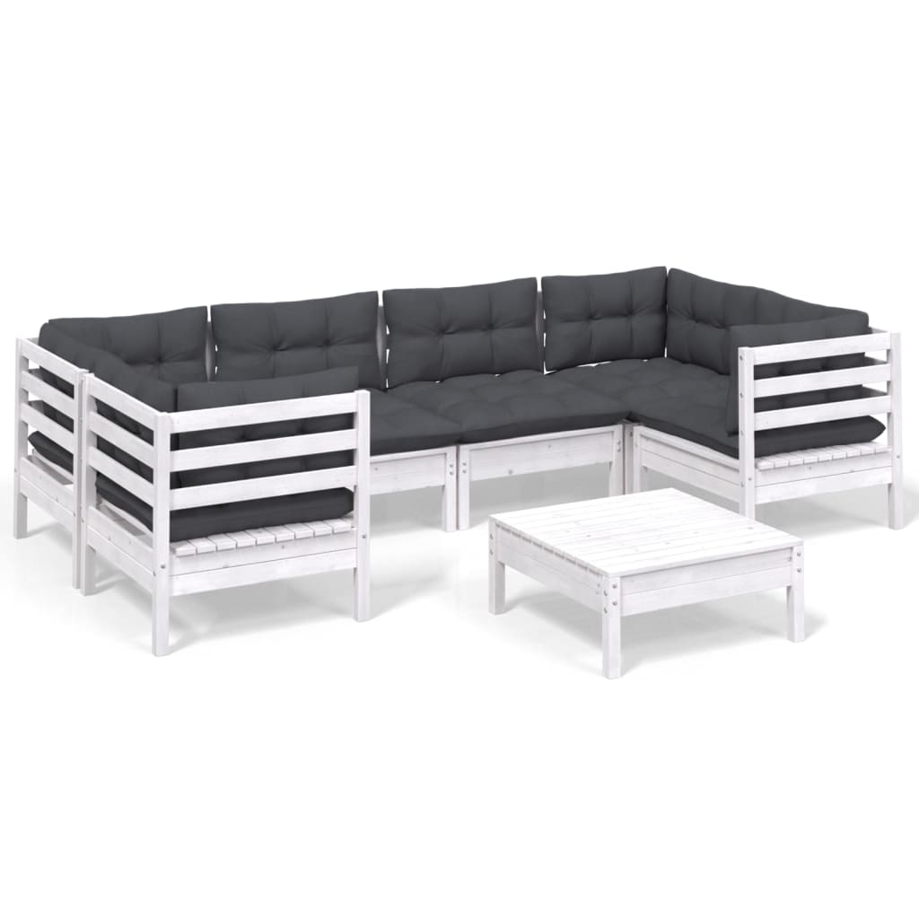 Loungegrupp Med Dynor 7 Delar Massiv Furu