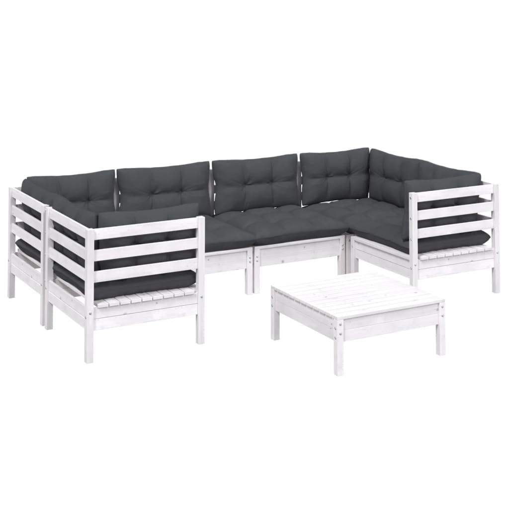 Loungegrupp Med Dynor 7 Delar Massiv Furu