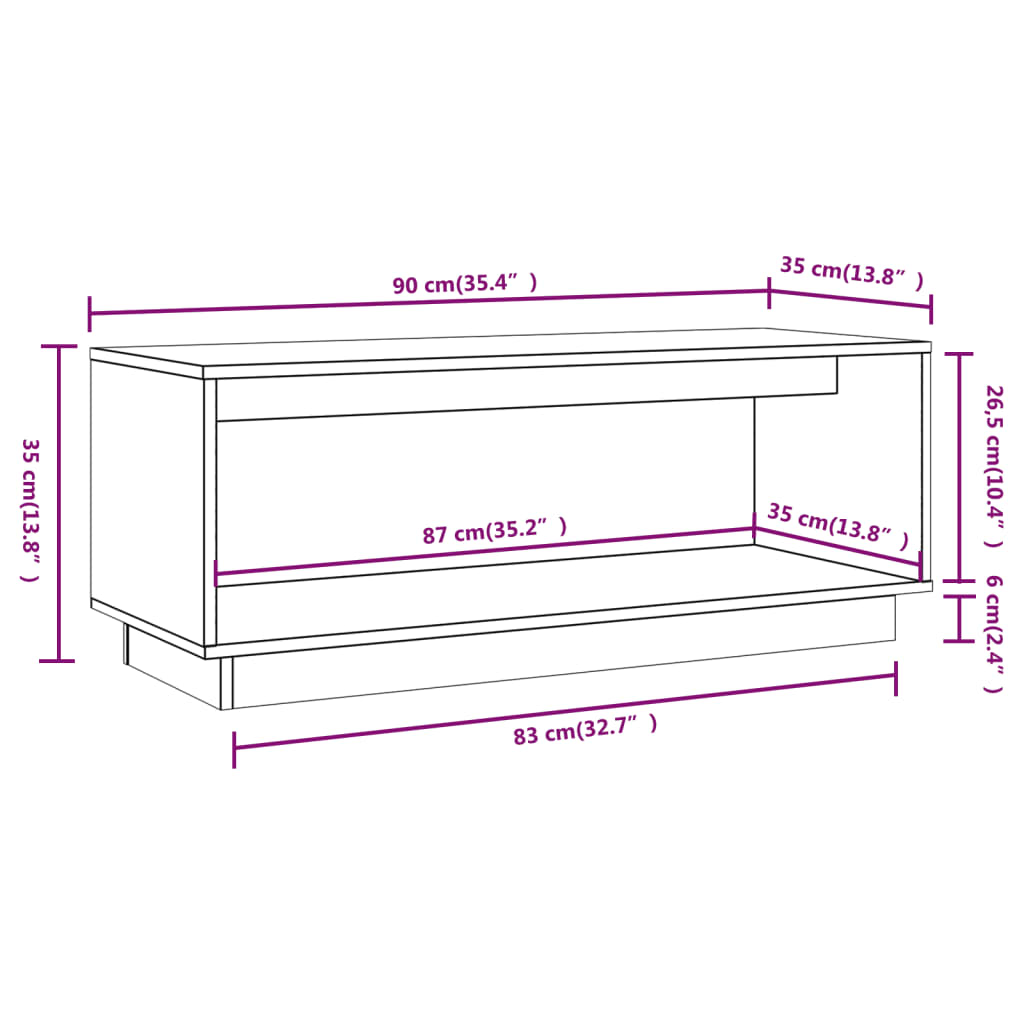 Tv-Bänk 90X35X35 Cm Massiv Furu