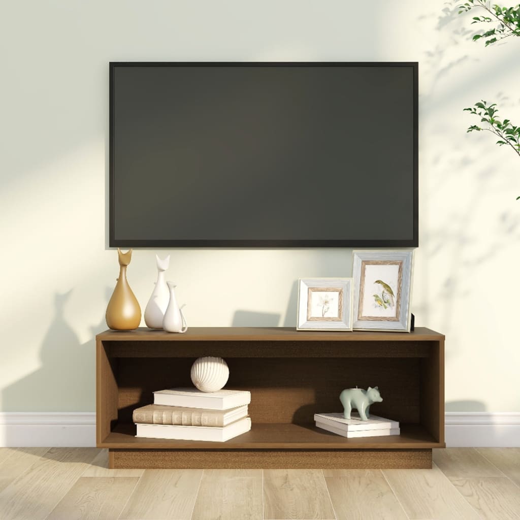 Tv-Bänk 90X35X35 Cm Massiv Furu