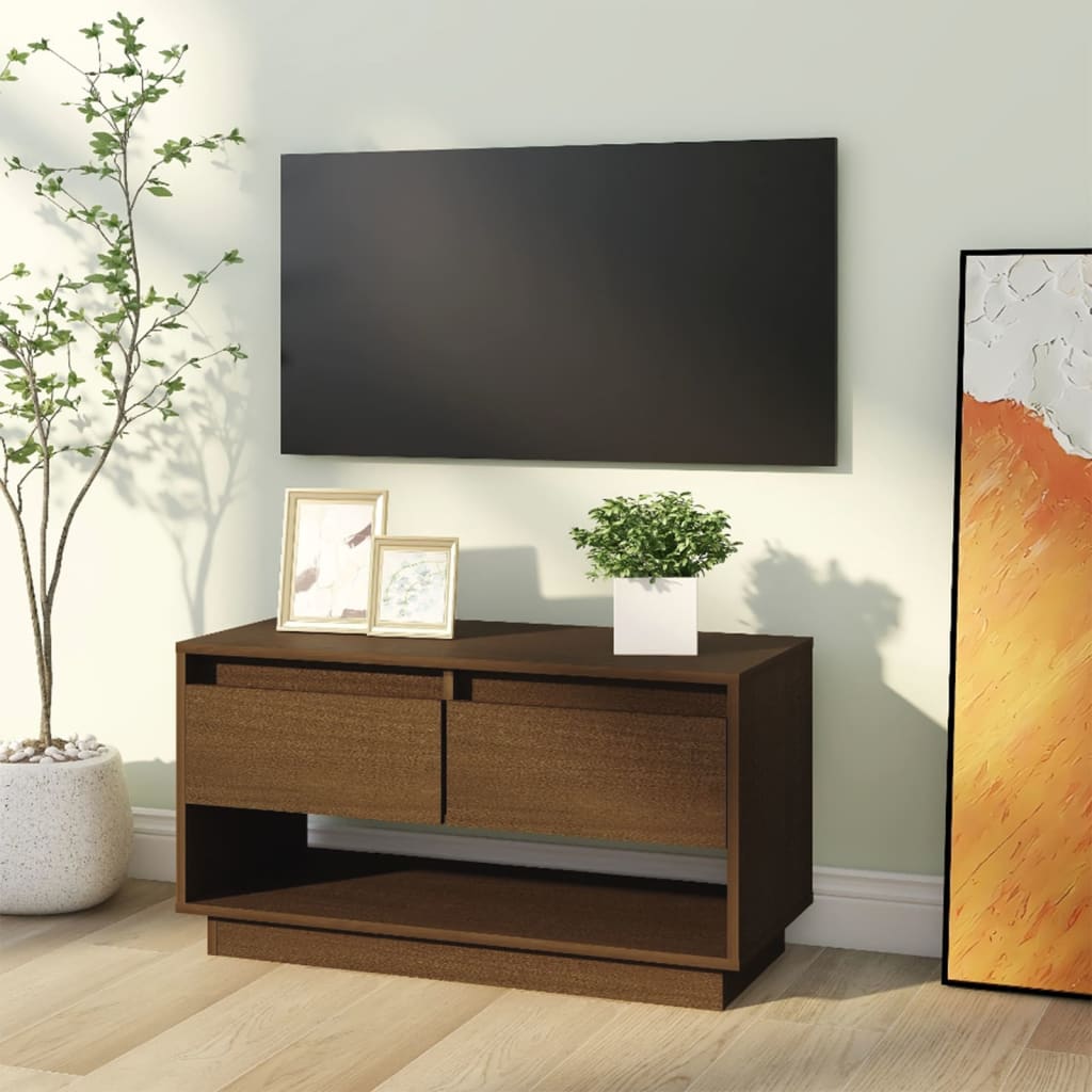 Tv-Bänk 74X34X40 Cm Massiv Furu