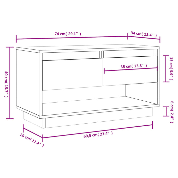 Tv-Bänk 74X34X40 Cm Massiv Furu