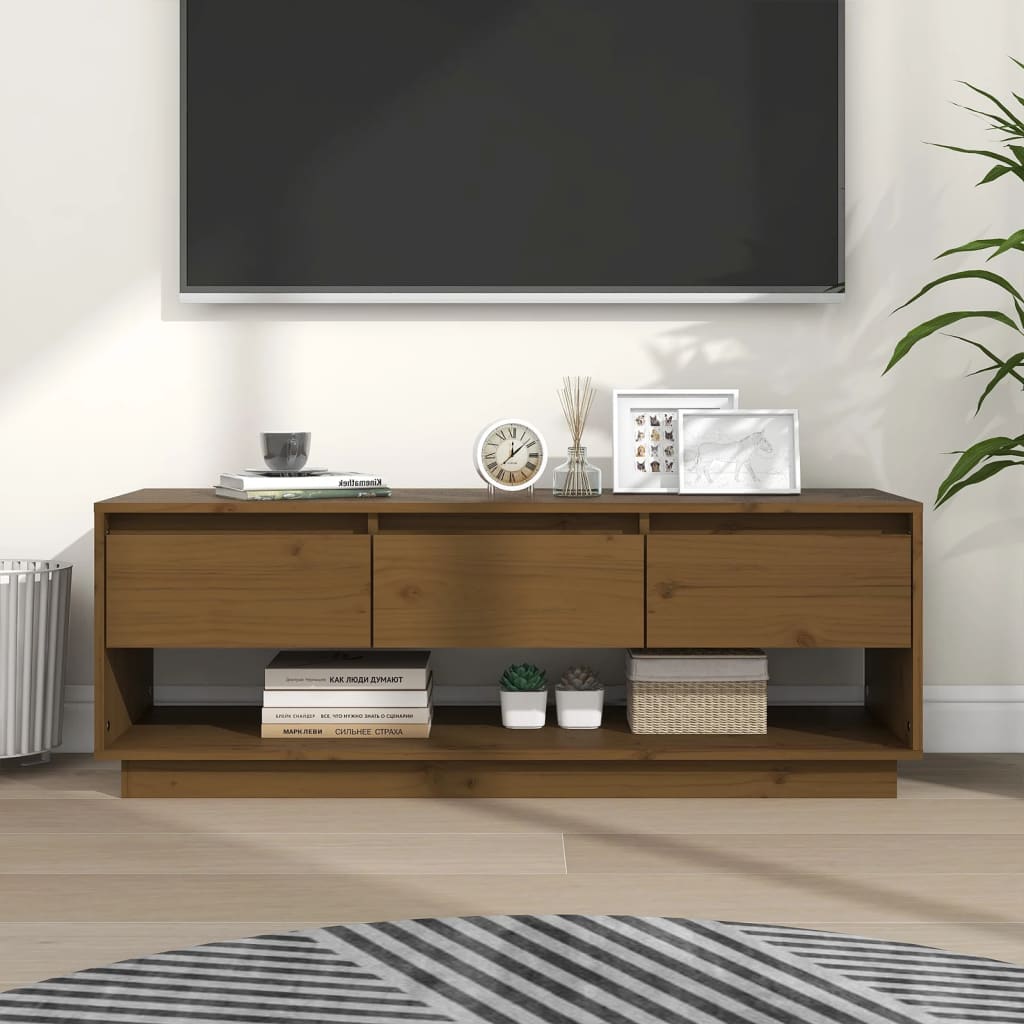 Tv-Bänk 110,5X34X40 Cm Massiv Furu