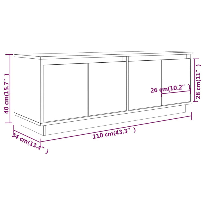 Tv-Bänk 110X34X40 Cm Massiv Furu