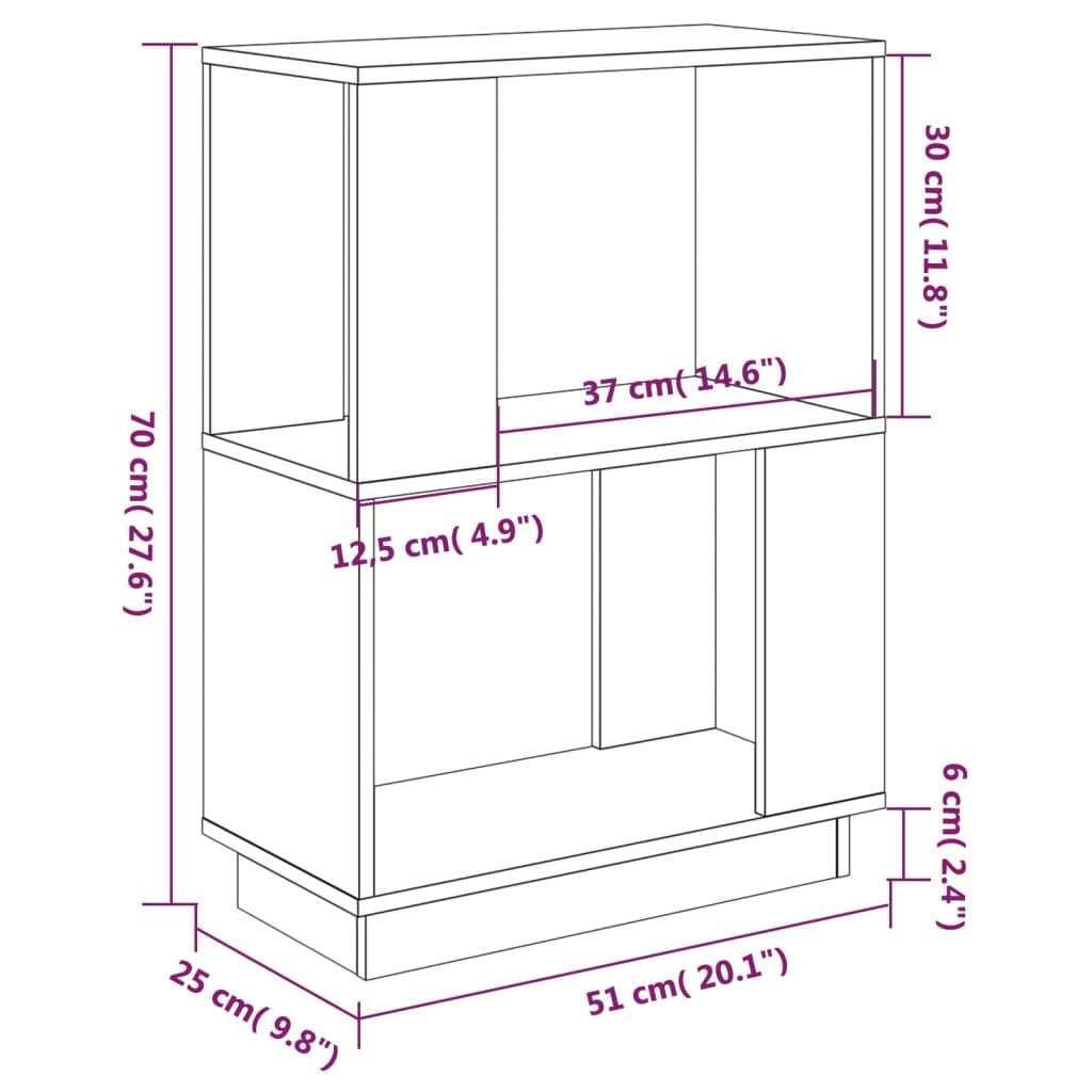 Bokhylla/Rumsavdelare 51X25X70 Cm Massiv Furu