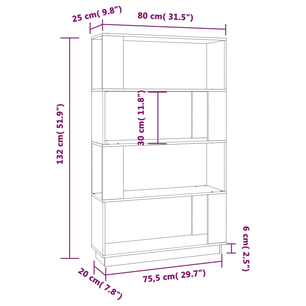 Bokhylla/Rumsavdelare 80X25X132 Cm Massiv Furu