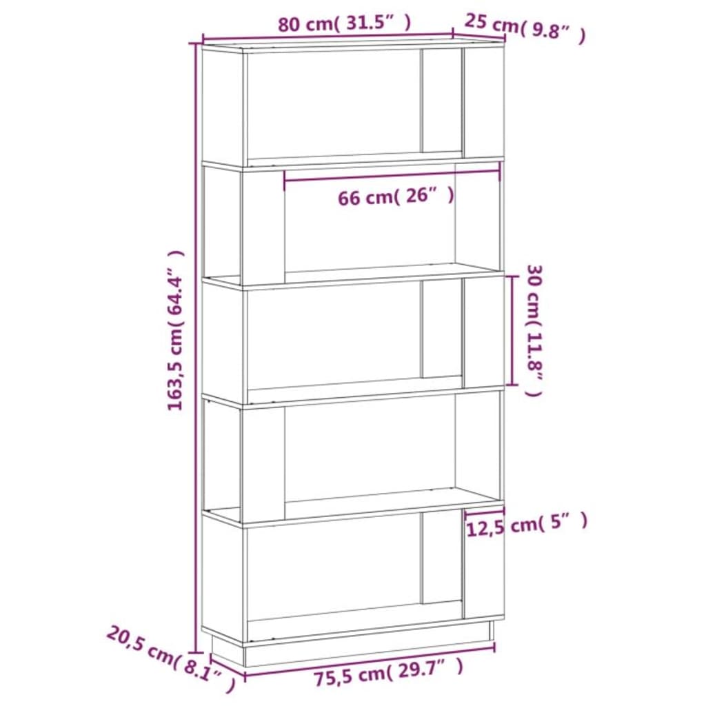 Bokhylla/Rumsavdelare 80X25X163,5 Cm Massiv Furu