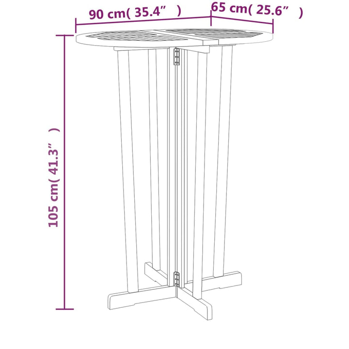 Hopfällbart Barbord 90X65X105 Cm Massiv Teak