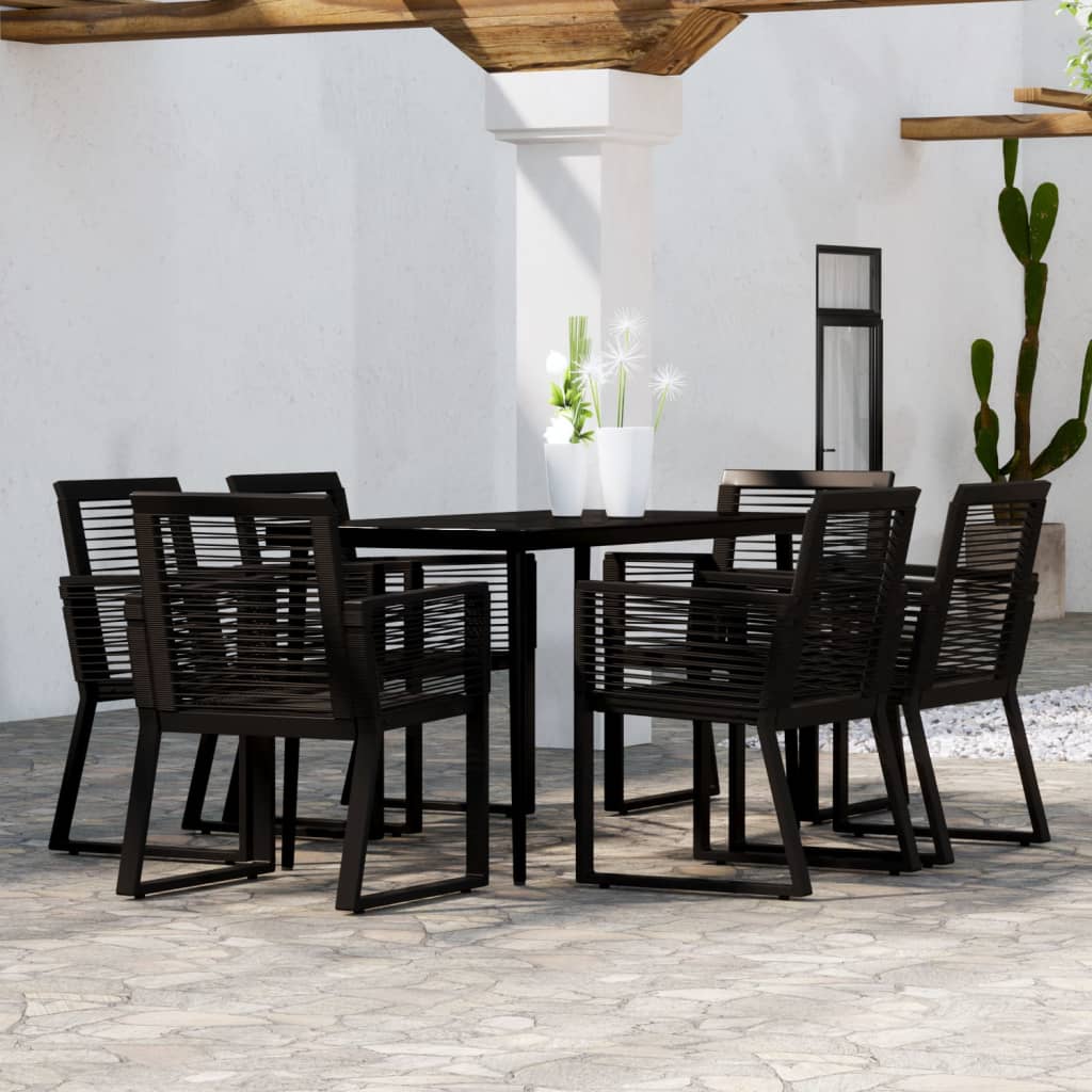 Matgrupp För Trädgården 7 Delar Svart