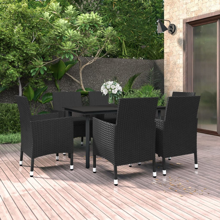 Matgrupp För Trädgården 9 Delar Med Dynor Konstrotting Och Glas