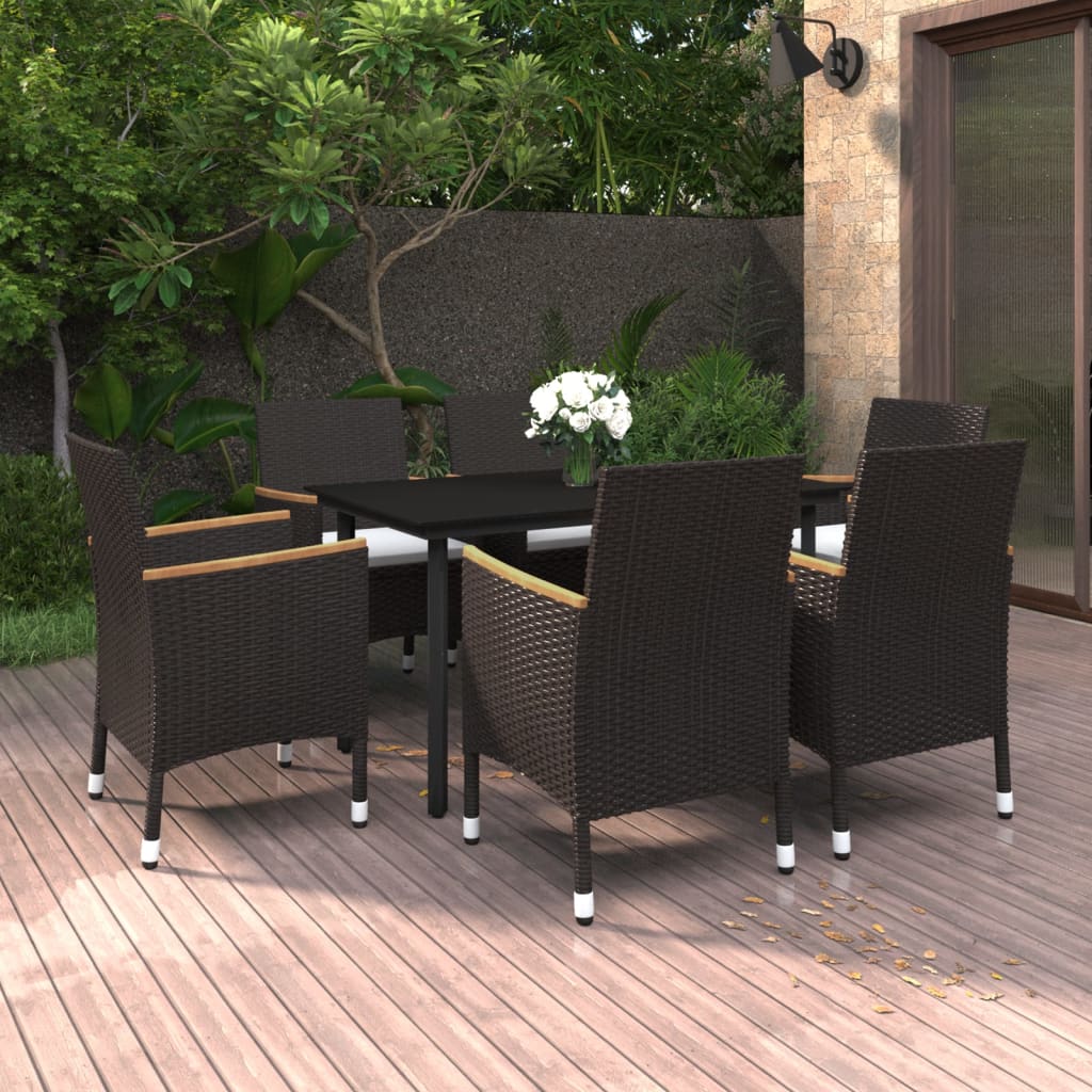 Matgrupp För Trädgården Med Dynor 9 Delar Konstrotting Och Glas