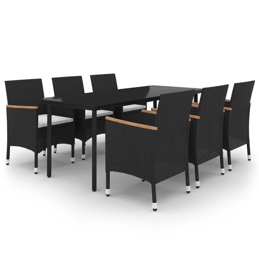 Matgrupp För Trädgården Med Dynor 7 Delar Konstrotting Och Glas