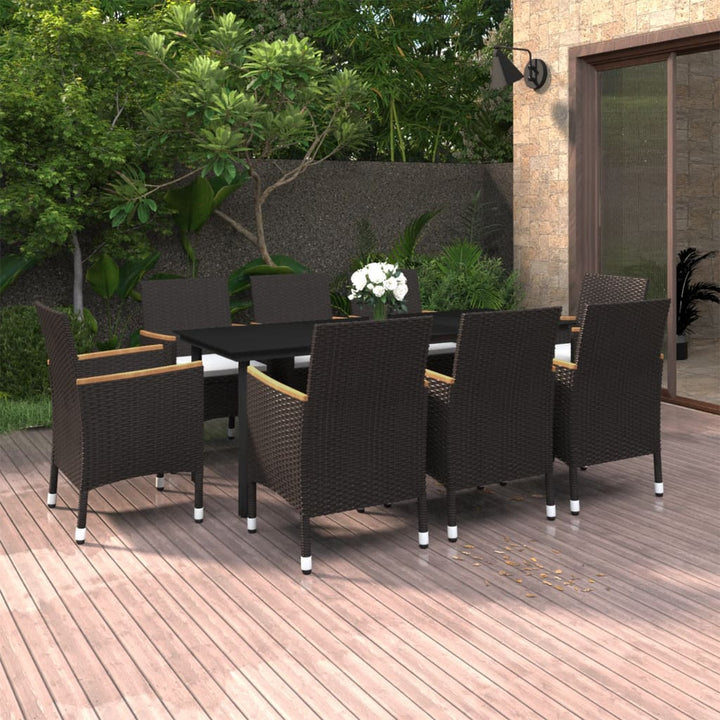 Matgrupp För Trädgården Med Dynor 7 Delar Konstrotting Och Glas