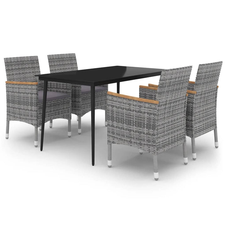 Matgrupp För Trädgården Med Dynor 5 Delar Konstrotting Och Glas