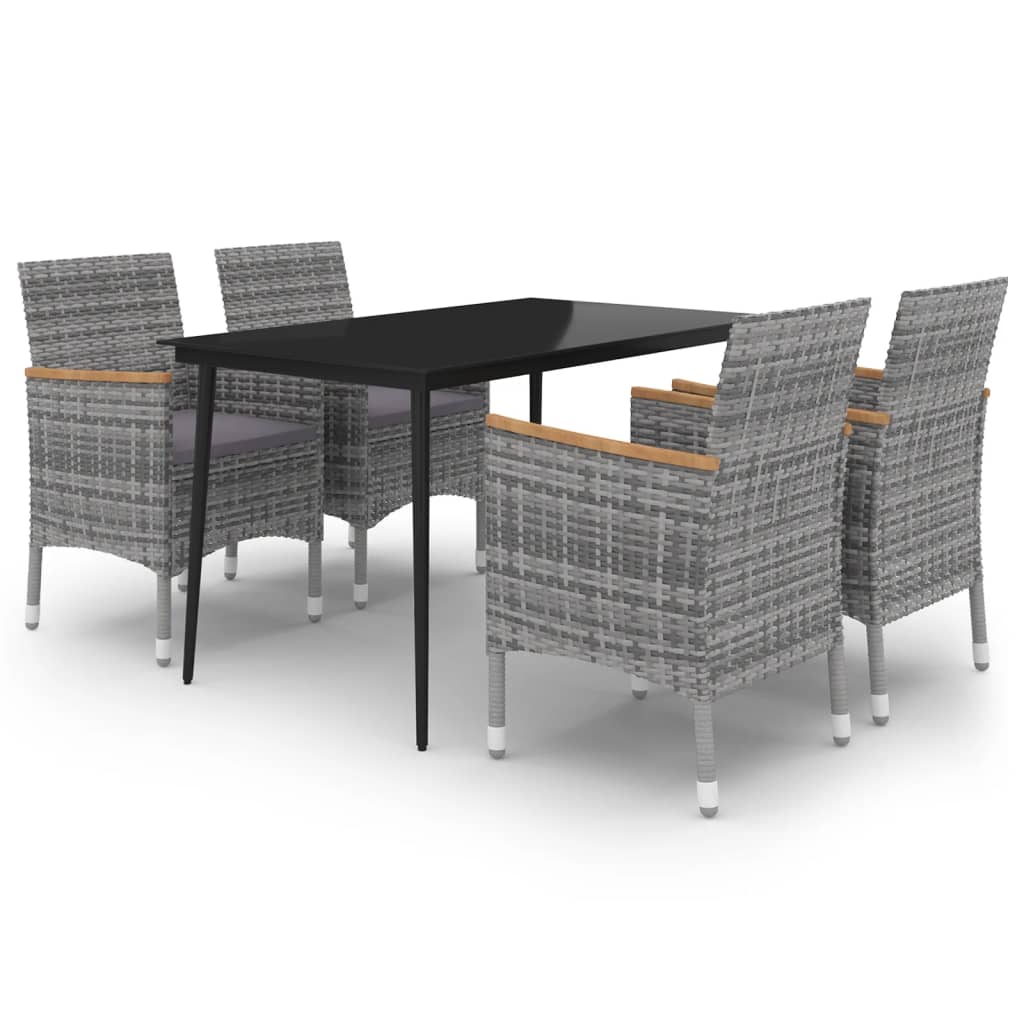 Matgrupp För Trädgården Med Dynor 5 Delar Konstrotting Och Glas