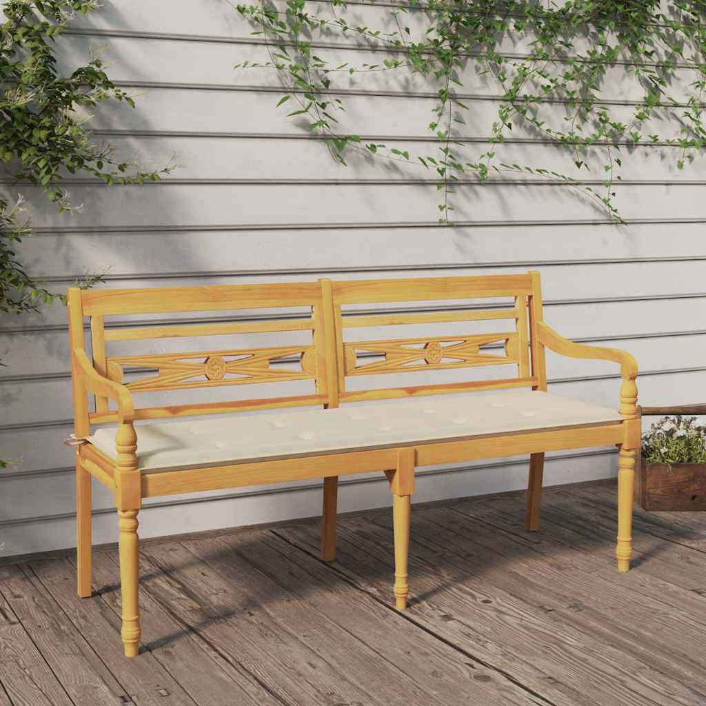 Bataviabänk Med Dyna Massiv Teak