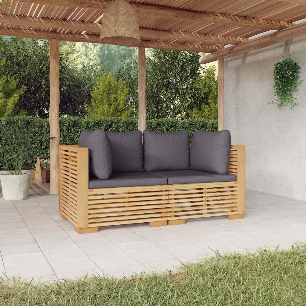 Loungegrupp För Trädgården Med Dynor 6 Delar Massiv Teak