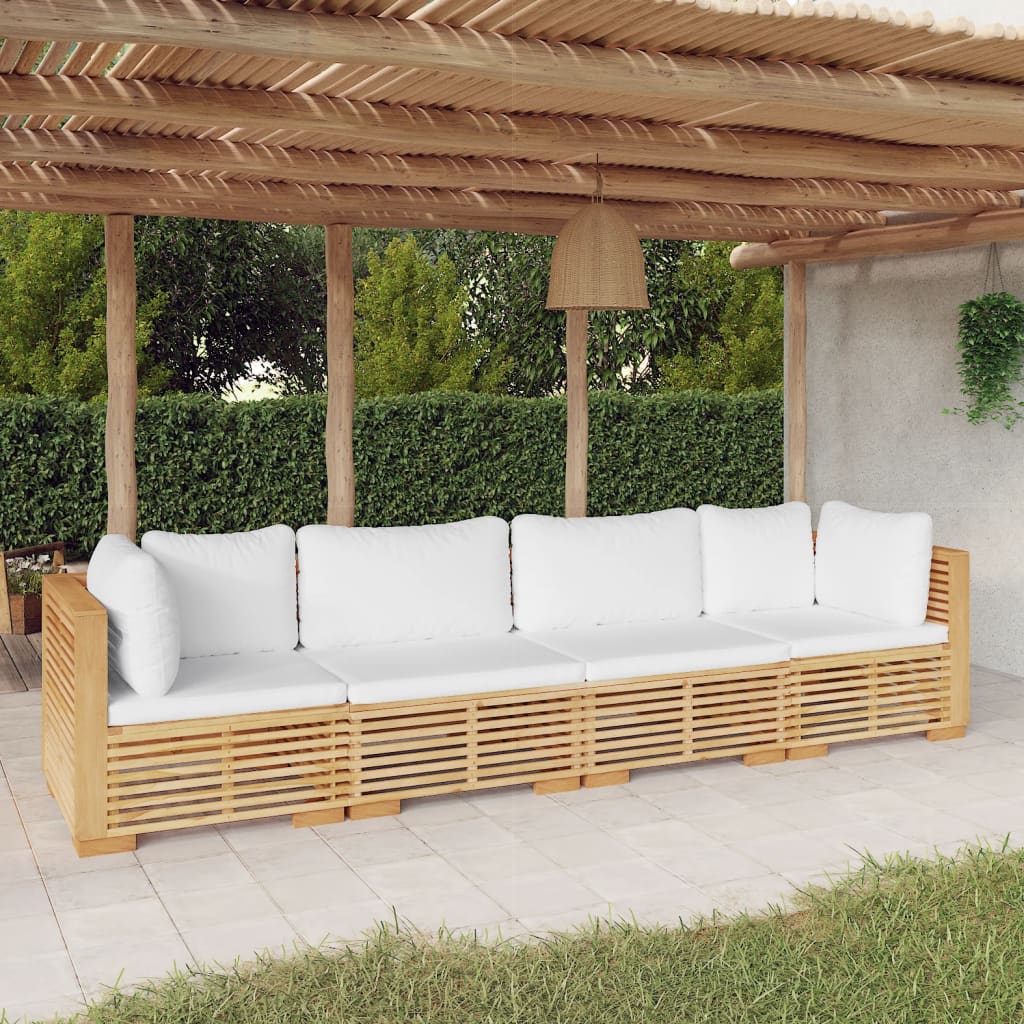 Loungegrupp För Trädgården Med Dynor 6 Delar Massiv Teak