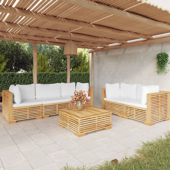 Loungegrupp För Trädgården Med Dynor 6 Delar Massiv Teak