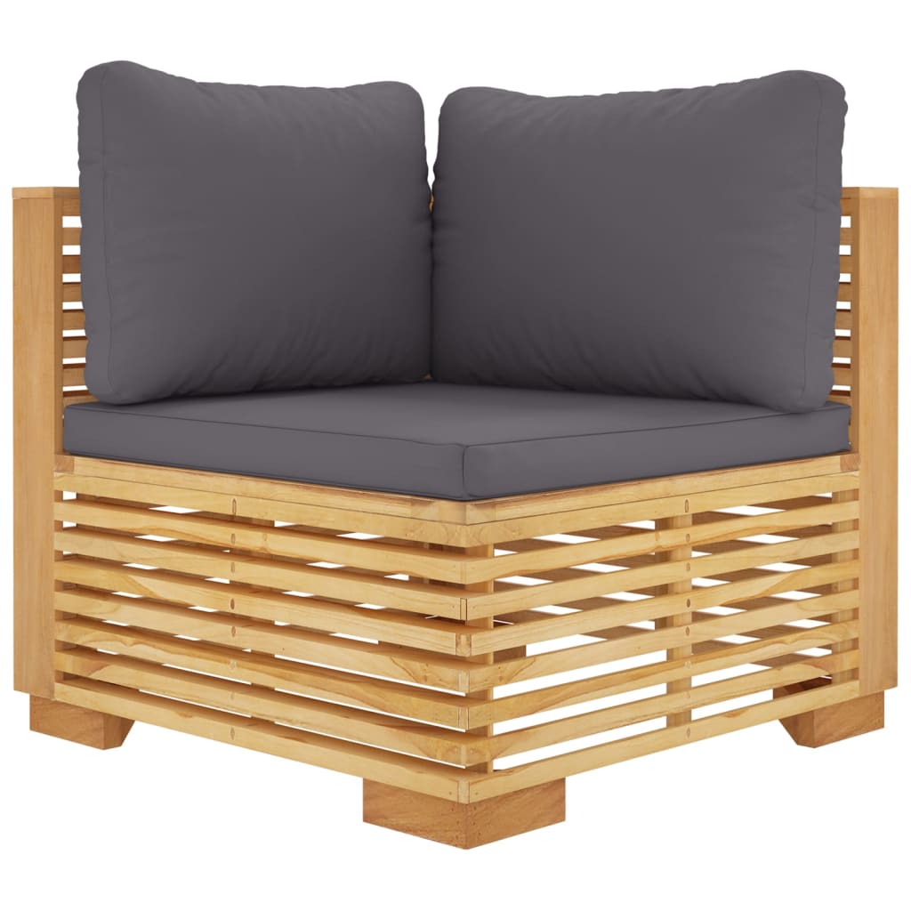 Loungegrupp För Trädgården Med Dynor 6 Delar Massiv Teak