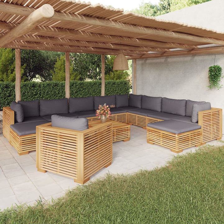 Loungegrupp För Trädgården Med Dynor 6 Delar Massiv Teak