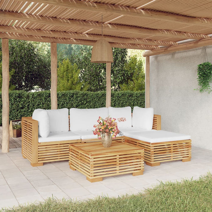 Loungegrupp För Trädgården Med Dynor 3 Delar Massiv Teak