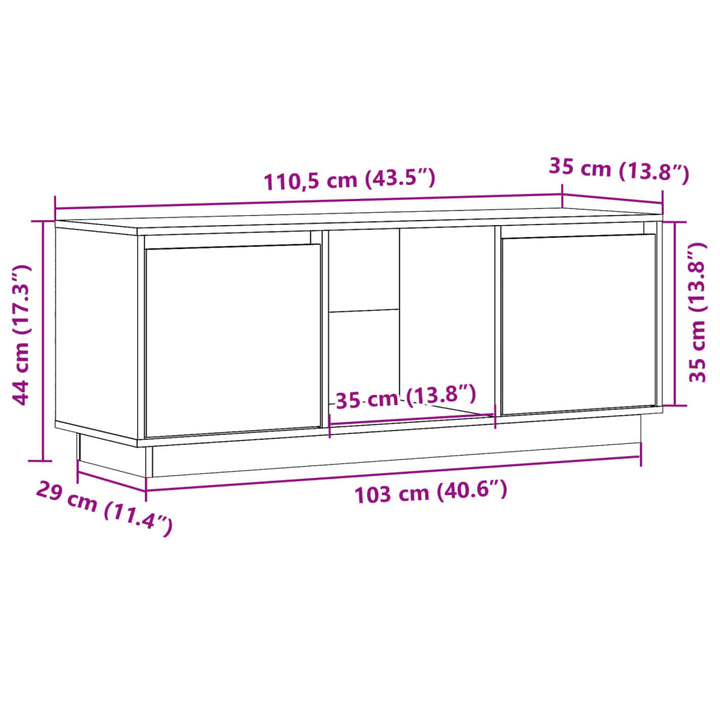 Tv-Bänk 110,5X35X44 Cm Massiv Furu