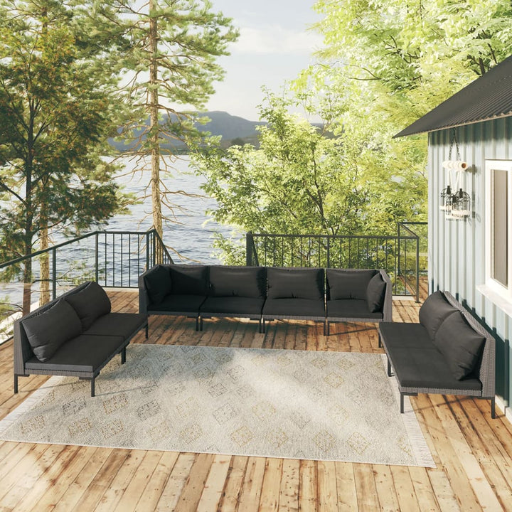 Loungegrupp För Trädgården M Dynor 4 Delar Konstrotting Mörkgrå
