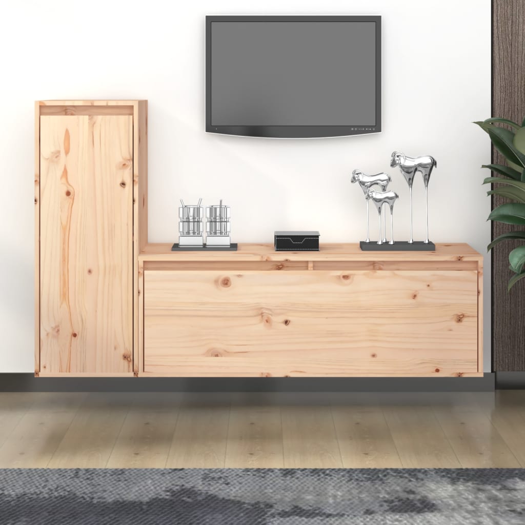 Tv-Bänk 2 St Massiv Furu
