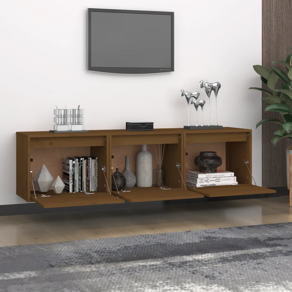 Tv-Bänk 3 St Massiv Furu