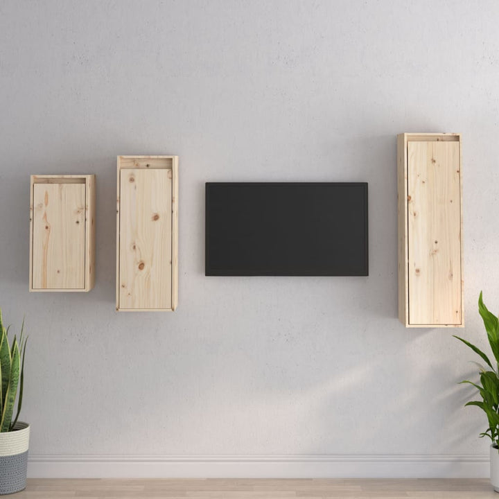 Tv-Bänk 3 St Massiv Furu