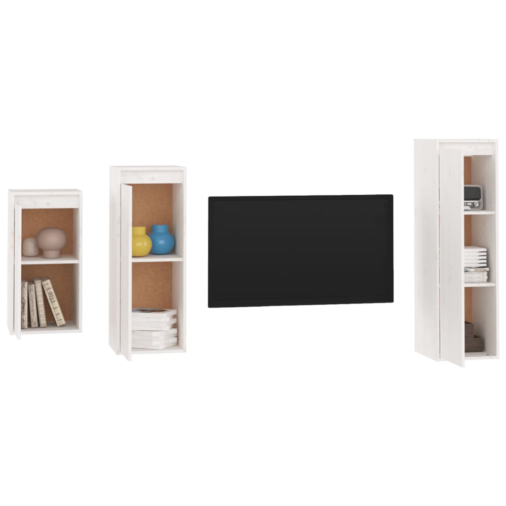 Tv-Bänk 3 St Massiv Furu