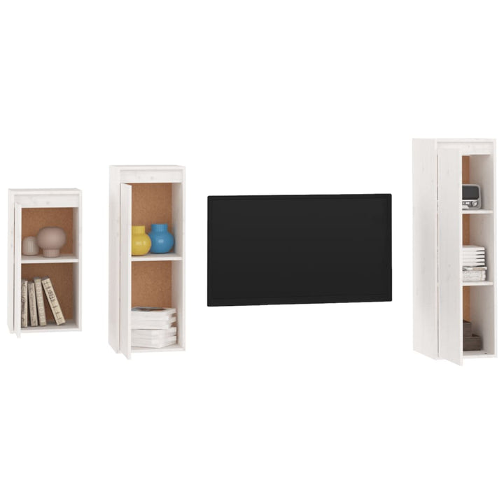 Tv-Bänk 3 St Massiv Furu