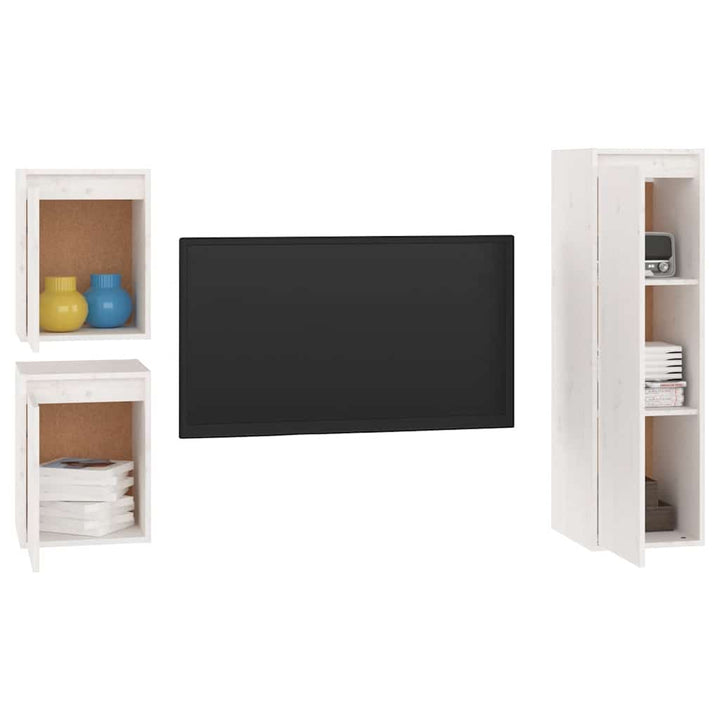 Tv-Bänk 3 St Massiv Furu