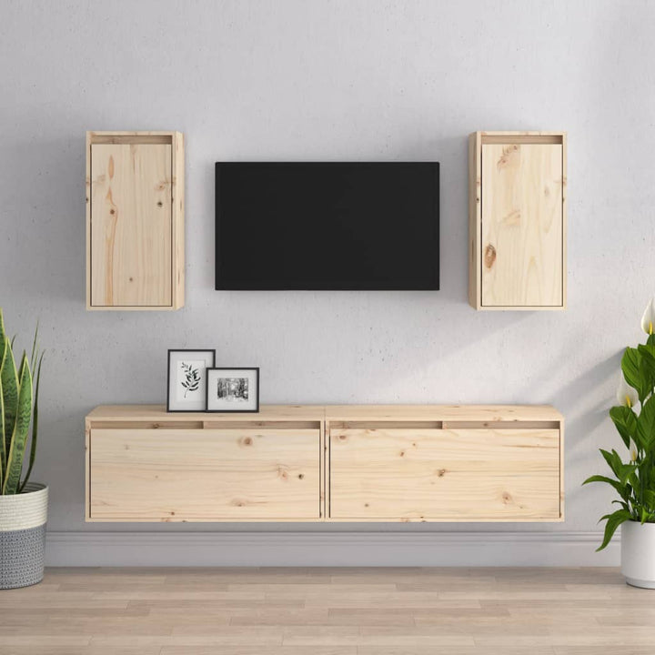 Tv-Bänk 4 St Massiv Furu