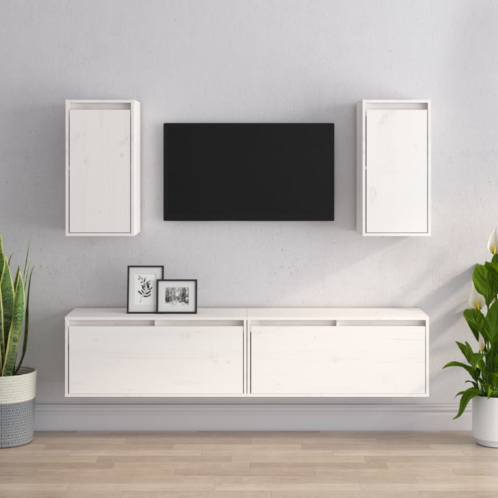 Tv-Bänk 4 St Massiv Furu
