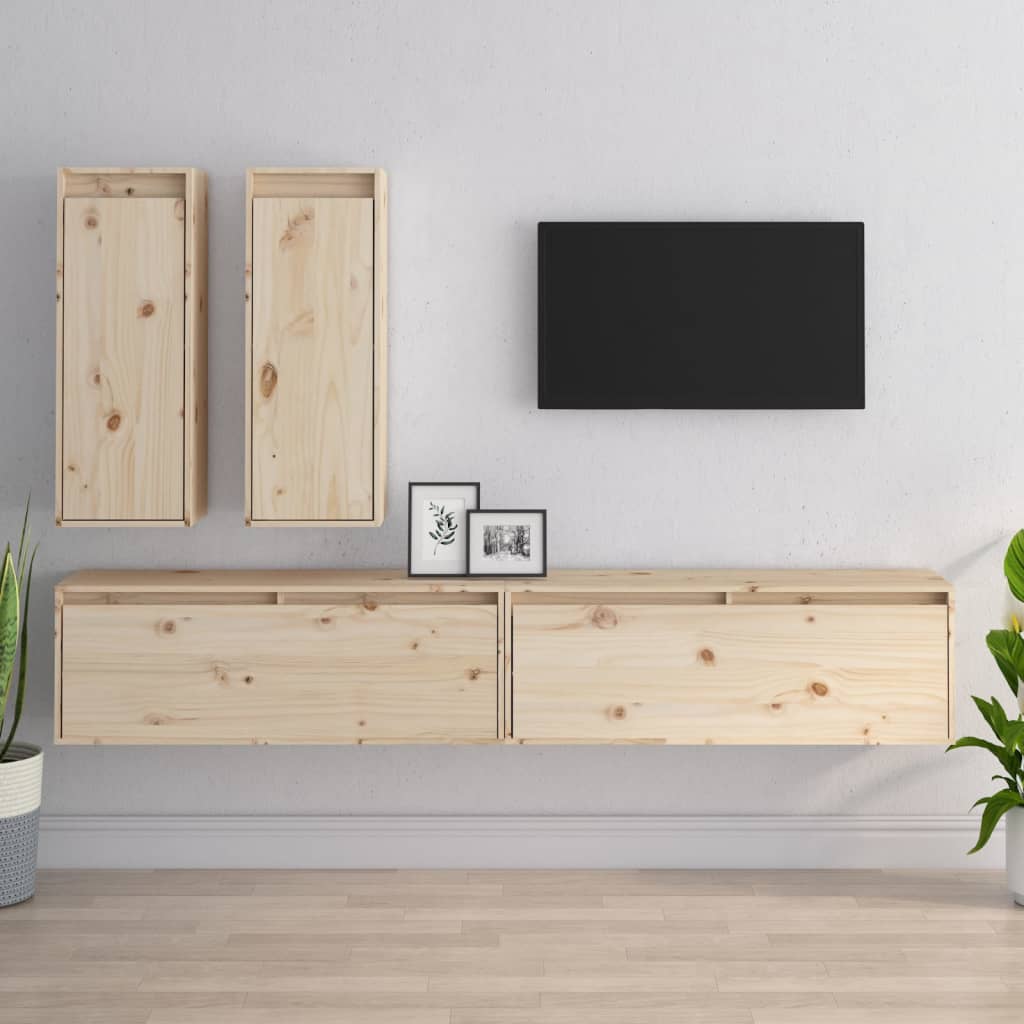 Tv-Bänk 4 St Massiv Furu