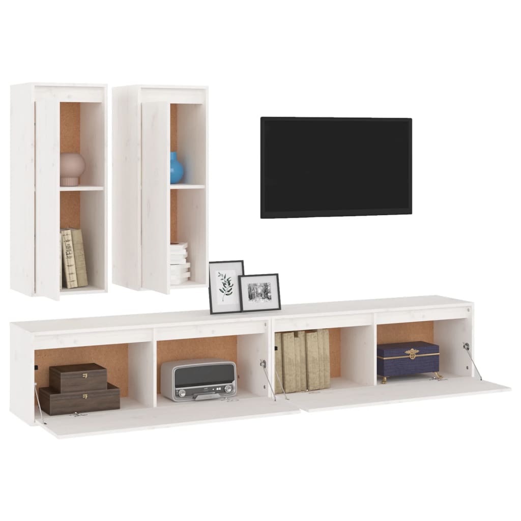 Tv-Bänk 4 St Massiv Furu