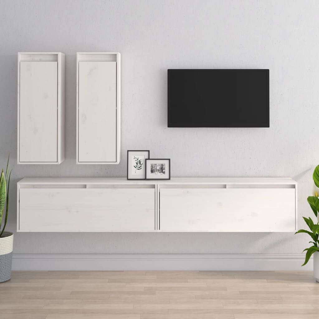 Tv-Bänk 4 St Massiv Furu