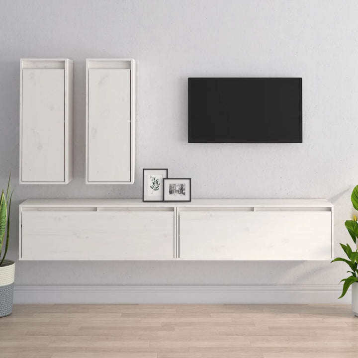 Tv-Bänk 4 St Massiv Furu