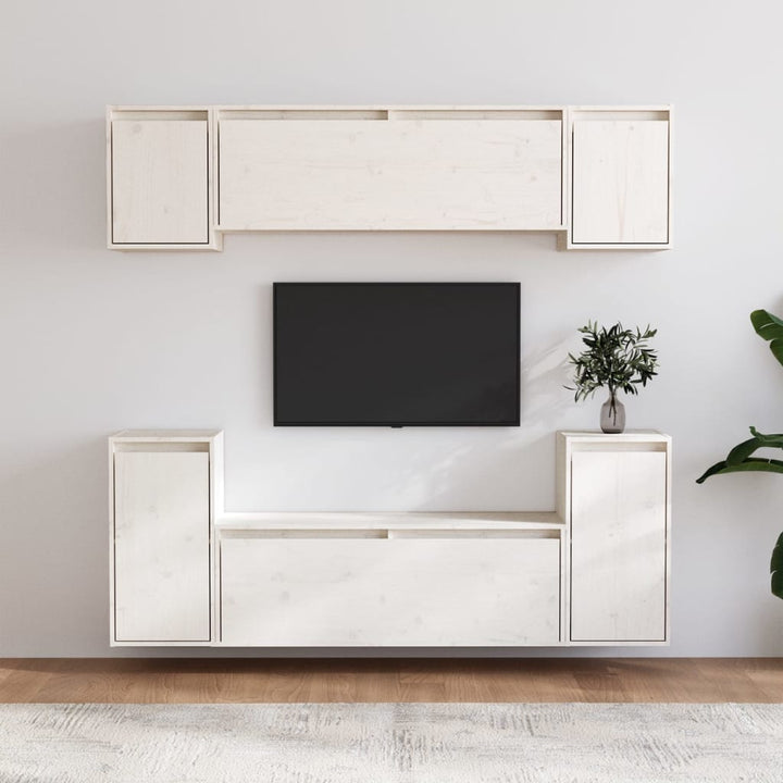 Tv-Bänk 6 Delar Massiv Furu
