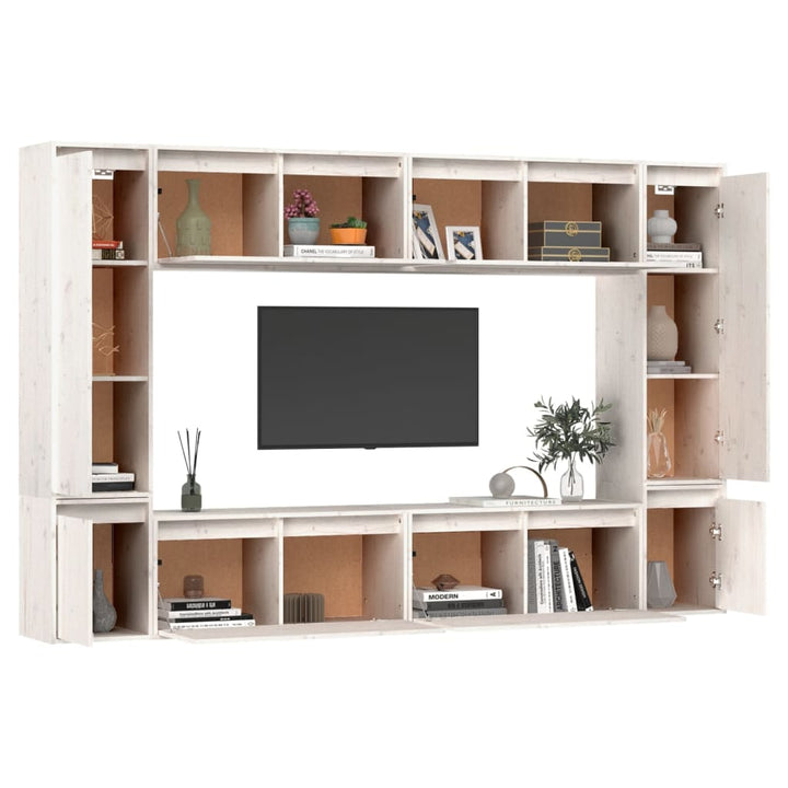 Tv-Bänk 8 Delar Massiv Furu