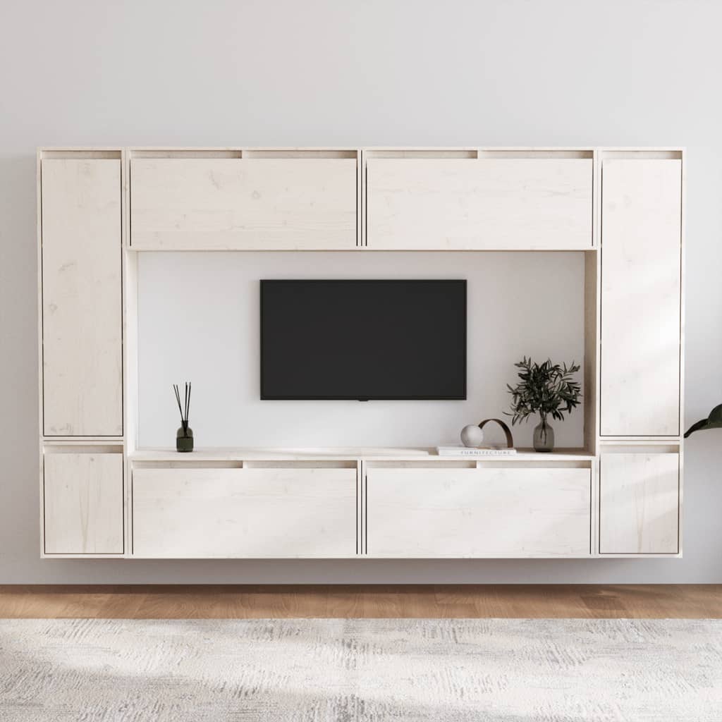Tv-Bänk 8 Delar Massiv Furu